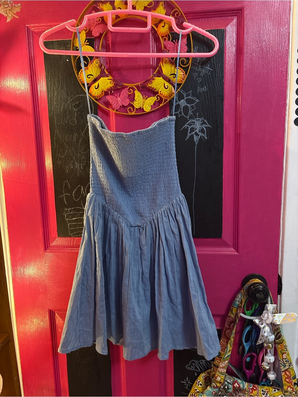 Aeropostale Light Blue Smocked Spaghetti-Strap Dress